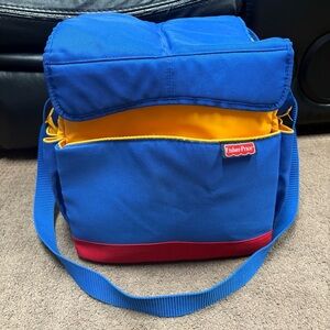 FISHER PRICE Diaper Bag Tote Cooler Bag Blue Yellow Vintage Large Travel 90's